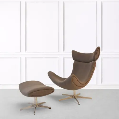 Kaban Chair With Ottoman In Metal Base