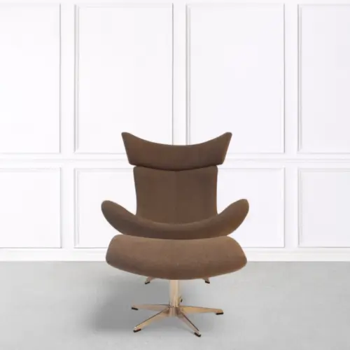 Kaban Chair With Ottoman In Metal Base