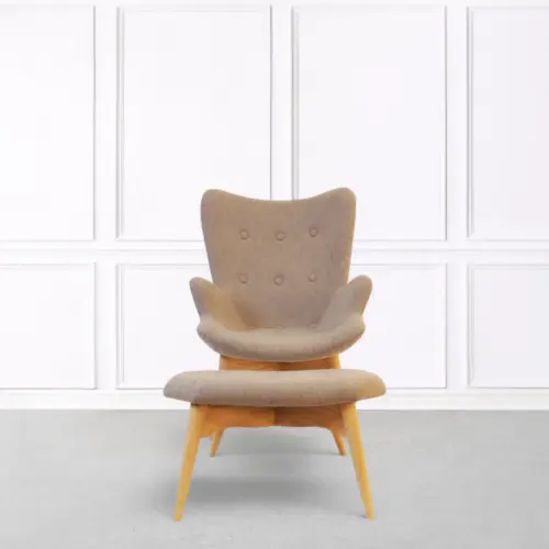 Kabana Chair With Ottoman In Wood Base