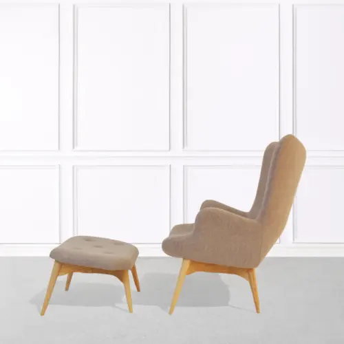 Kabana Chair With Ottoman In Wood Base