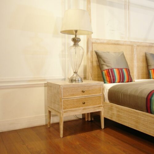 Cane Back Poster Bed Side Table
